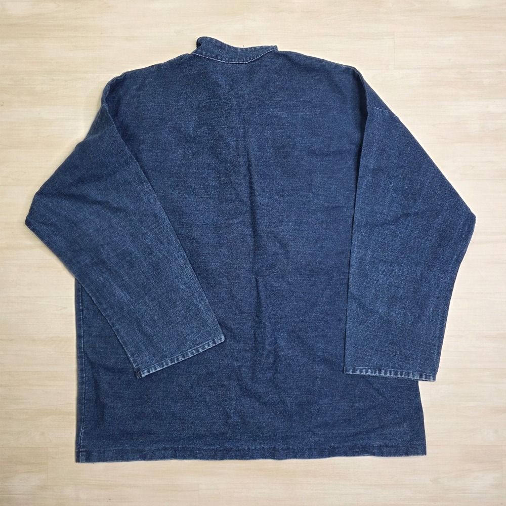 Lee Valley Ireland Denim Fisherman Smock Pullover Indigo Blue Mens XL NEW
